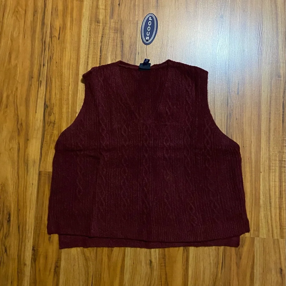 Scoop Women's Sleeveless V-Neck Cable Knit Cropped Sweater Vest Size XXL - Picture 11 of 11